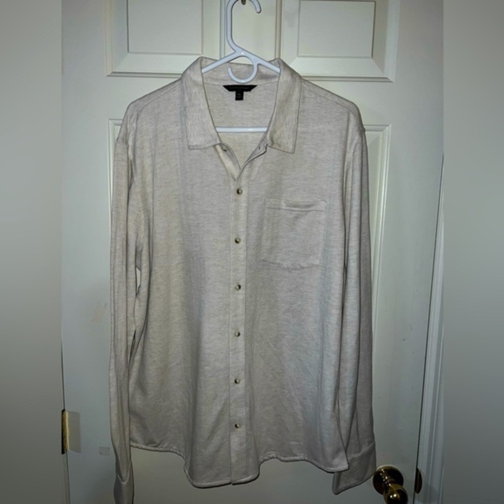 Banana republic, long sleeve button down, casual men’s shirt, large, oatmeal